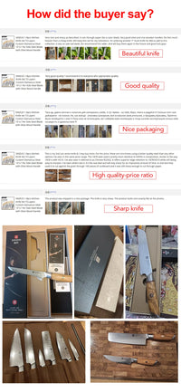 Ensemble de 1 à 8 couteaux de cuisine XINZUO, lame en acier damassé 73 couches, angle de 15° ±1° par côté, manche en bois d'olivier