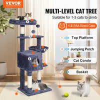 SucceBuy Arbre à chat pour chats d'intérieur Tour à chat avec chat condo Poste à gratter en sisal HamacTop Perche Plateformes de saut Gris foncé