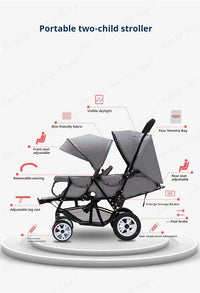 STOCK ue poussettes jumeaux Double enfants deux sièges poussettes chariot pliable vente en gros bébé poussette sièges avant et arrière