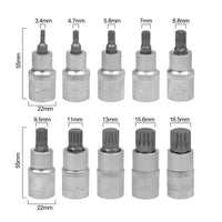 [EU Stock] 10pc clé à douille 1/2 douilles multi-dents internes jeu de douilles M4-M18 Allen Hex Cliquet Enroulé M-Sleeve Drive Socket