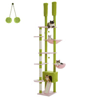 Arbre à chat Cactus du sol au plafond, tour à chat réglable en hauteur avec Hamac confortable pour condote de chat et arbre à gratter, grand arbre d'activité