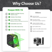 Niveau laser vert Osram Huepar BOX-1G, autonivelant, 130°/150°, horizontal et vertical, avec mode pulsé