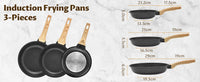Ensemble de poêles à frire antiadhésives à Induction, poêle à frire à Induction de 3 pièces pour toutes les plaques de cuisson, poêles sans PFAS