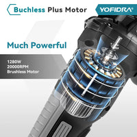 Meuleuse d'angle électrique sans balais YOFIDRA 1200W 125MM, machine de polissage et de découpe sans fil portable pour batterie Makita