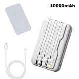 Batterie externe magnétique portable 10 000 mAh 15 W, chargeur rapide sans fil universel Apple/Android avec câble intégré.