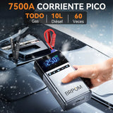 Démarreur de voiture portable BRPOM avec compresseur d'air, gonfleur de pneus, démarreur de batterie de voiture 8000 mAh, boîtier de démarrage, démarreur de batterie de voiture