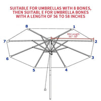 Parasol Patio parapluie remplaçable tissu plage auvent été extérieur jardin Protection Uv Parasol parapluie haut tissu 6/8 nervures