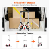 SucceBuy 260lbs camion à main pliant avec poignée télescopique et 2 cordes élastiques chariot d'escalade d'escalier Dolly pour le déplacement d'entrepôt