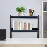 Étagère de bureau à pince, organisateur d'étagères d'angle à 2 niveaux, au-dessus ou sous la table, noir