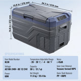 SucceBuy Réfrigérateur de voiture congélateur portable double zone réfrigérateur de voiture réfrigérateur gamme réglable 12/24 V DC et un congélateur à compresseur