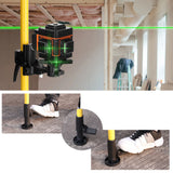 Perche télescopique de 4,2 m max. pour niveau à bulle, en alliage d'aluminium, réglable en hauteur, avec support extensible pour niveau laser 1/4'' et 5/8''.
