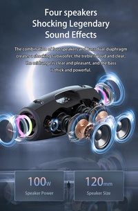 Haut-parleurs sans fil Zealot S78 100W, technologie DSP, lumière de rêve, haut-parleur de subwoofer portable extérieur, double appairage, 24000mAh.