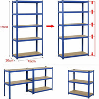 Étagère Industrielle Lourde 5 Niveaux Réglables 875KG Charge Max, Sans Boulons - Rangement Métal Garage Atelier Cave Entrepôt 200x100x50cm