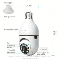 Caméra de sécurité sans fil WiFi 5 GHz, 360°, compatible avec l'application Ease Life et utilisable en intérieur et extérieur (culot E27 à visser).