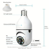 Caméra de sécurité sans fil WiFi 5 GHz, 360°, compatible avec l'application Ease Life et utilisable en intérieur et extérieur (culot E27 à visser).