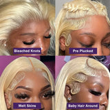 Perruque Wiggogo 613 Transparent HD Lace Frontal 13X6 Blond lisse, cheveux humains brésiliens pré-épilés, 13X4