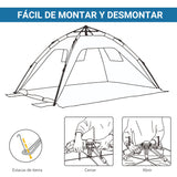 Tente de plage pop-up Outsunny avec 2 portes 2 fenêtres 220X173X120 cm Bleu