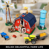 Ensemble de Construction de grange de ferme avec lumière, avec moulin à vent, tracteur, cheval, animaux, grand grange, jouet de Construction, Kit de briques pour adultes et adolescents de 8 ans et plus
