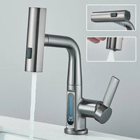 Robinet de lavabo à affichage numérique de température de cascade, pulvérisateur à jet de levage vers le bas, mélangeur d'évier d'eau chaude et froide, robinet de lavage pour salle de bains