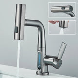 Robinet de lavabo à affichage numérique de température de cascade, pulvérisateur à jet de levage vers le bas, mélangeur d'évier d'eau chaude et froide, robinet de lavage pour salle de bains