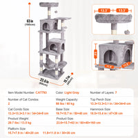 SucceBuy Arbre à chat pour chats d'intérieur Tour à chat avec chat condo Poste à gratter en sisal HamacTop Perche Plateformes de saut Gris foncé