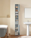 Armoire de salle de bain haute SoBuy BZR34 à 5 compartiments, 1 tiroir et portes, blanche, dimensions approximatives : 20 x 180 x 20 cm.