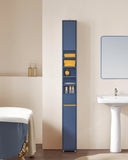 Armoire de salle de bain haute SoBuy BZR34 à 5 compartiments, 1 tiroir et portes, blanche, dimensions approximatives : 20 x 180 x 20 cm.