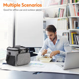 Sac à lunch en tissu Oxford gris, grande capacité, avec bandoulière et anses, étanche et portable.