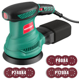 HYCHIKA 300W ponceuse orbitale aléatoire avec 12 pièces papier de verre 6 vitesses 230V ponceuse pour outils de polissage du bois et du métal
