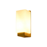 Applique murale d'intérieur en bois, lampe murale moderne E27 au design minimaliste, abat-jour en verre, idéale pour chambre, salon, couloir ou café.