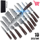 Coffret cadeau de 8/10 couteaux de cuisine MDHAND, couteau de chef à motif damassé laser, en acier inoxydable à haute teneur en carbone, couteau à fruits tranchant