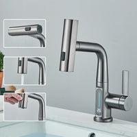 Robinet de lavabo à affichage numérique de température de cascade, pulvérisateur à jet de levage vers le bas, mélangeur d'évier d'eau chaude et froide, robinet de lavage pour salle de bains