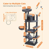 Grand arbre à chat pour grands chats d'intérieur, tour de chat haute pour gros chats avec hamac super grand, arbres grimpant pour chats avec tire à gratter