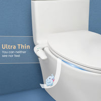 SAMODRA Fixation de bidet ultra mince pour siège de toilette – Double buse, pression d'eau réglable, pulvérisateur de cul non électrique
