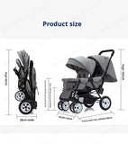 STOCK ue poussettes jumeaux Double enfants deux sièges poussettes chariot pliable vente en gros bébé poussette sièges avant et arrière
