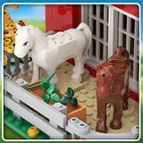 Ensemble de Construction de grange de ferme avec lumière, avec moulin à vent, tracteur, cheval, animaux, grand grange, jouet de Construction, Kit de briques pour adultes et adolescents de 8 ans et plus