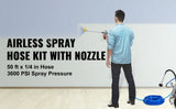 Kit de tuyau de pulvérisation de peinture sans air SucceBuy : tube en fibre haute pression de 15 m (50 pi) et 248 bars (3 600 psi), perche de 20 cm (8 po) avec buse 517 et protection de buse.