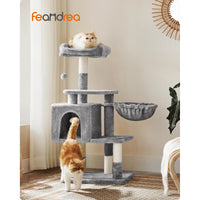 Feandrea Arbre à Chat Multi-Niveaux, Hauteur 110 cm, Niche, Gris Clair PCT52W