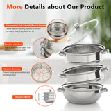 Cuiseur à vapeur en acier inoxydable à 3 niveaux 28CM + couvercle en verre, ustensiles de cuisine, ensemble de marmites à vapeur, cuiseur à vapeur en argent, cuiseur à vapeur pour légumes