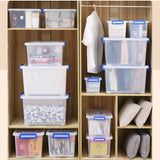 Boîte de rangement avec couvercle, boîte de rangement empilable, coffre de rangement, conteneur de rangement à roulettes, organisateur de placard pour la maison