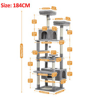 Grand arbre et tour pour chats d'intérieur, avec postes à gratter recouvertes de Sisal, hamac spacieux, perchoirs rembourrés et condos, jouets pour chats