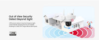 Caméra de surveillance extérieure sans fil Dekco 3K UHD WiFi avec projecteur, vision nocturne couleur à 360°, détection PIR et audio bidirectionnel.
