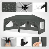 WOLTU Gazebo de pavillon pliant réglable 3x6m avec 6 parois latérales Tente de fête de protection UV étanche avec sac de transport pour pique-nique