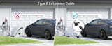 dé Câble d'extension de type 2 pour station de charge Wallbox, chargeur EV, compatible avec toutes les prises de charge de type 2, 11kW, 5m, 10m, 15m, 20m