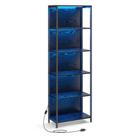 VASAGLE Bibliothèque LED à 6 Niveaux, Étagère à Lumière Réglable, Meuble de Rangement avec Cadre en Acier, 30,3 x 60 x 178,6 cm, pour Salon, Chambre, Bureau