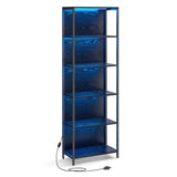 VASAGLE Bibliothèque LED à 6 Niveaux, Étagère à Lumière Réglable, Meuble de Rangement avec Cadre en Acier, 30,3 x 60 x 178,6 cm, pour Salon, Chambre, Bureau