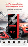 Démarreur de voiture EAFC 2000A avec compresseur d'air, écran LCD, chargeur de batterie externe et gonfleur de pneus.