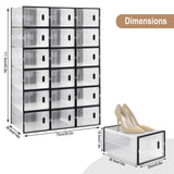 Organisateur de rangement à chaussures noir transparent, 8/12/18 pièces, armoire à chaussures pliable et empilable avec porte magnétique