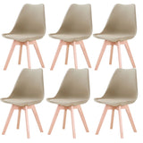 Un ensemble de 6 chaises de salle à manger médiévales nordiques, siège rembourré en PU, pieds en bois de hêtre, chaises de bureau pour salle à manger, chambre à coucher, balcon, Restaurant