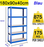 Étagère Industrielle Lourde 5 Niveaux Réglables 875KG Charge Max, Sans Boulons - Rangement Métal Garage Atelier Cave Entrepôt 200x100x50cm